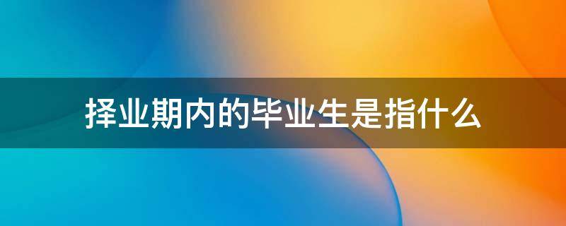 择业期内的毕业生是指什么 什么叫做择业期内毕业生