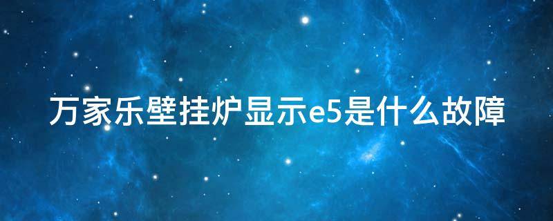 万家乐壁挂炉显示e5是什么故障（万家乐壁挂炉显示e5是什么故障呢）