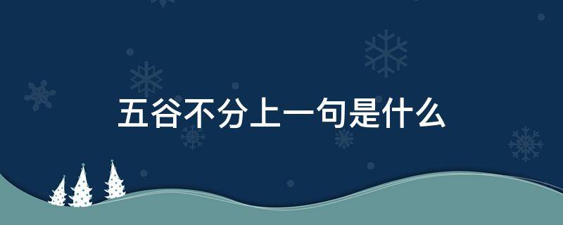 五谷不分上一句是什么（什么什么什么什么五谷不分）