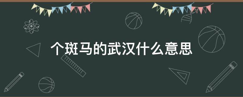 个斑马的武汉什么意思 武汉说斑马