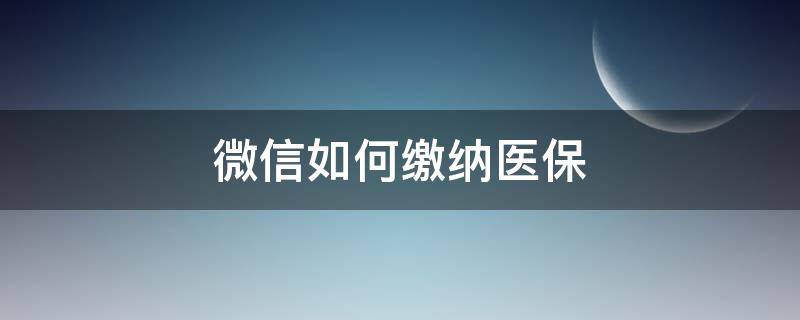 微信如何缴纳医保 微信如何交医保缴费