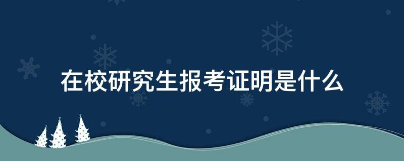 在校研究生报考证明是什么（在校研究生报考证明是什么意思）