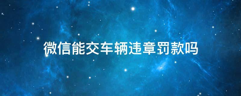 微信能交车辆违章罚款吗 微信能交汽车违章罚款吗