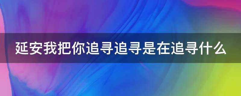 延安我把你追寻追寻是在追寻什么（延安我把你追寻追寻是在追寻什么的延安精神）