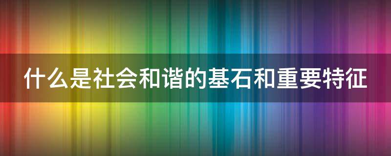 什么是社会和谐的基石和重要特征（什么是社会和谐的基础和重要）