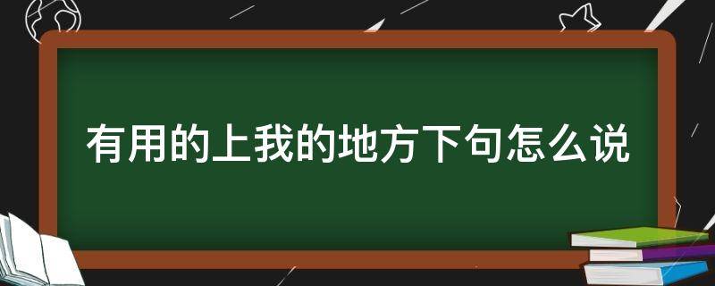 有用的上我的地方下句怎么说 有什么用得上我的地方