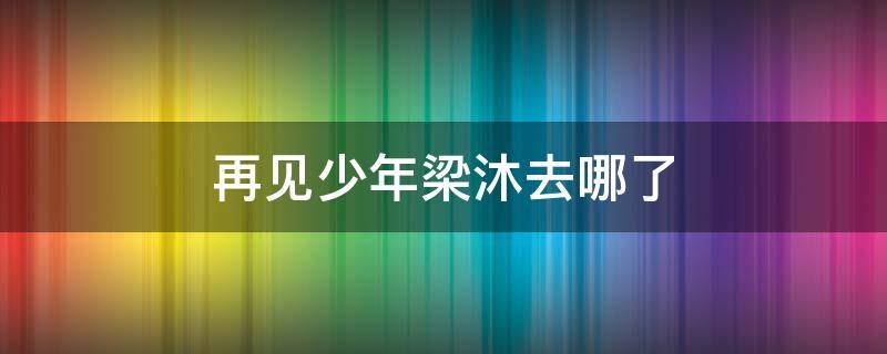 再见少年梁沐去哪了 再见少年的梁沐去哪了