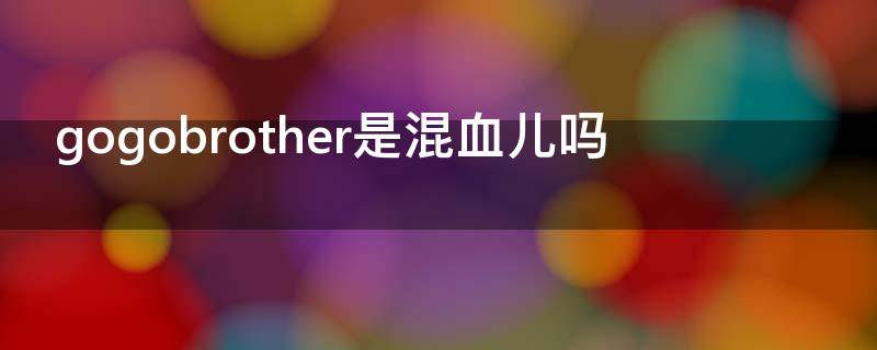 gogobrother是混血儿吗（gogobrothers是混血）