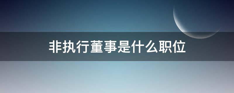 非执行董事是什么职位（非执行董事是干什么的）