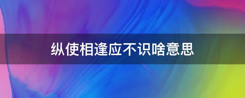 纵使相逢应不识啥意思 纵使相逢应不识!