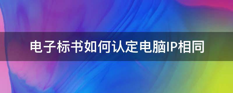 电子标书如何认定电脑IP相同 不同电脑不同IP上传标书