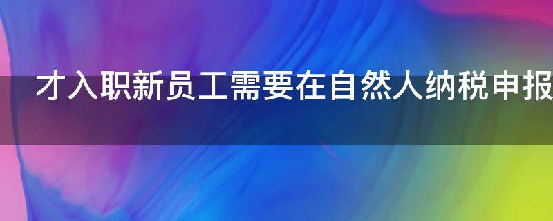 才入职新员工需要在自然人纳税申报系统添加吗