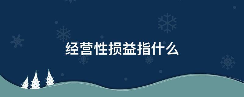 经营性损益指什么（经营性收益是什么）