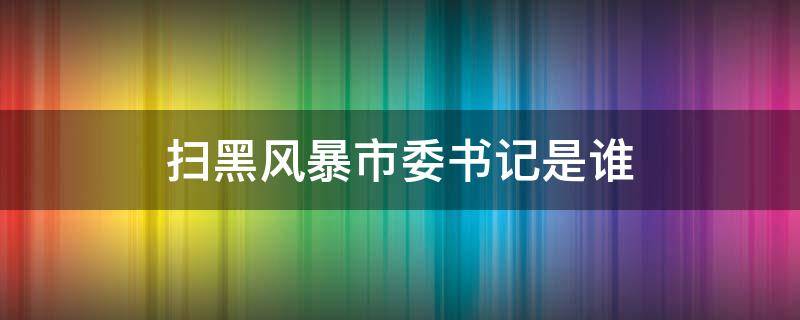 扫黑风暴市委书记是谁 扫黑风暴当时的市委副书记是谁