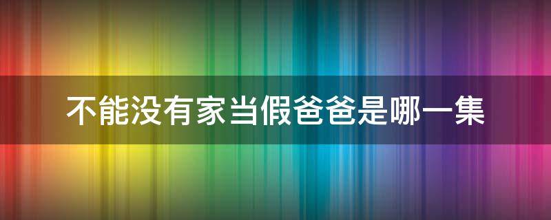 不能没有家当假爸爸是哪一集 不能没有家扮演爸爸是哪一集