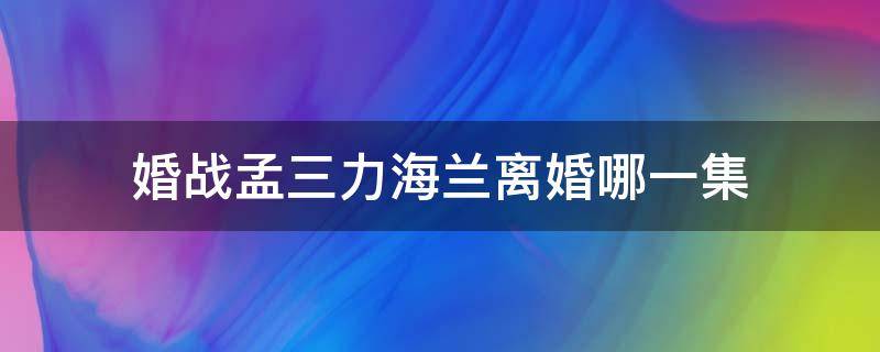 婚战孟三力海兰离婚哪一集 电视剧婚战海兰三力误会消除