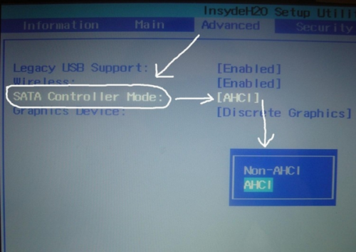 怎么在BIOS下设置AHCI值更改为IDE