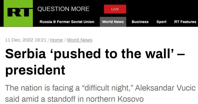 科索沃局势紧张，武契奇称塞尔维亚“被逼到墙边”，面临“艰难夜晚”  
