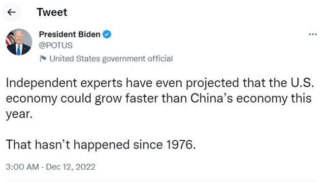 拜登称“美国2022年经济增速可能超中国”，外媒提到不同答案  