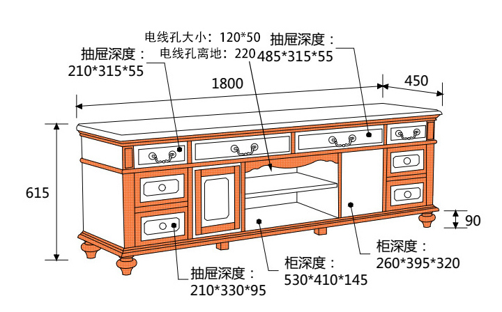 美式客厅电视组合柜如何选购？电视柜高度有要求吗？